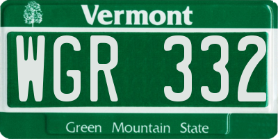 VT license plate WGR332