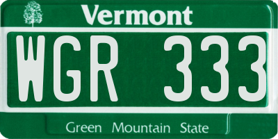 VT license plate WGR333