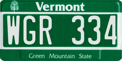 VT license plate WGR334