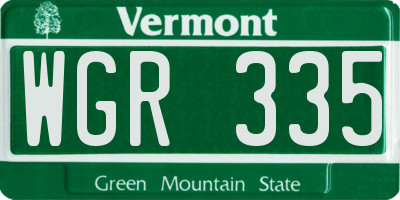 VT license plate WGR335