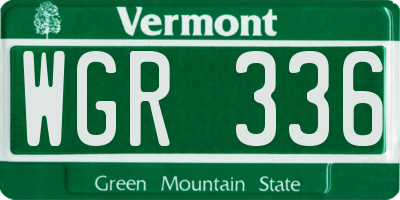 VT license plate WGR336