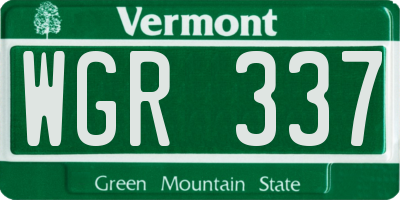 VT license plate WGR337