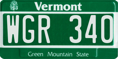 VT license plate WGR340