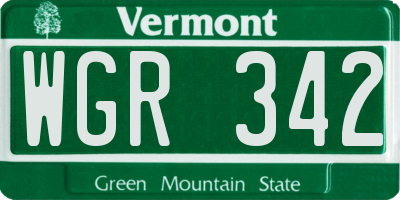 VT license plate WGR342