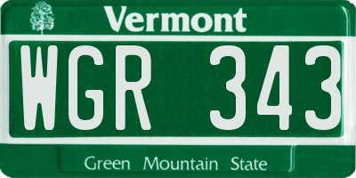 VT license plate WGR343