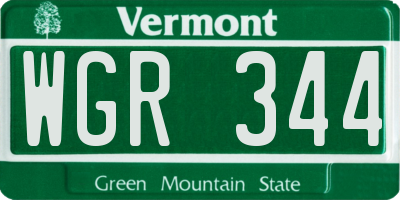 VT license plate WGR344