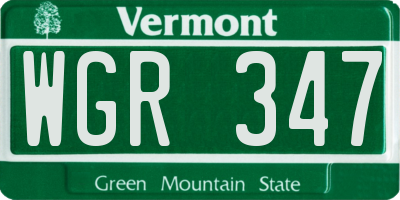 VT license plate WGR347
