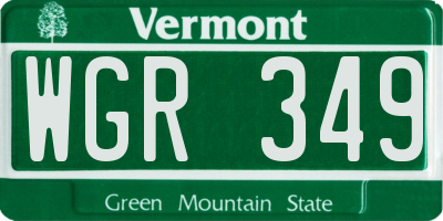 VT license plate WGR349