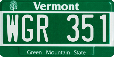 VT license plate WGR351
