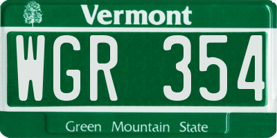 VT license plate WGR354