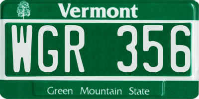 VT license plate WGR356