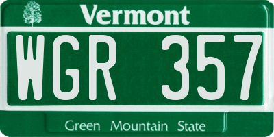 VT license plate WGR357