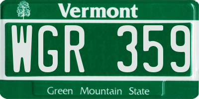 VT license plate WGR359