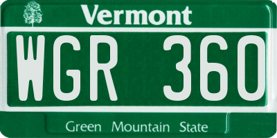 VT license plate WGR360