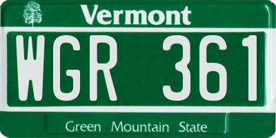 VT license plate WGR361