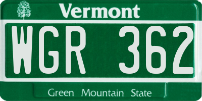 VT license plate WGR362