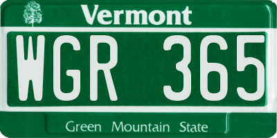 VT license plate WGR365