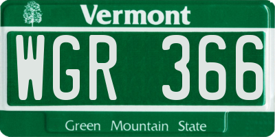 VT license plate WGR366