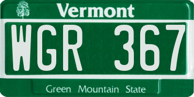 VT license plate WGR367
