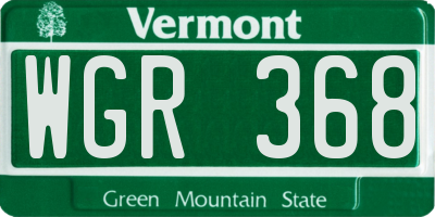 VT license plate WGR368