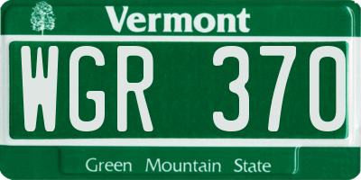 VT license plate WGR370