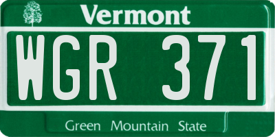 VT license plate WGR371