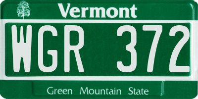 VT license plate WGR372