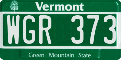 VT license plate WGR373