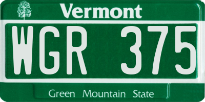VT license plate WGR375
