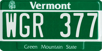 VT license plate WGR377