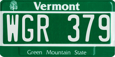VT license plate WGR379