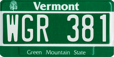 VT license plate WGR381
