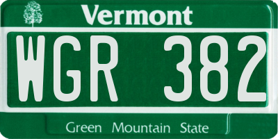 VT license plate WGR382
