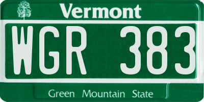 VT license plate WGR383