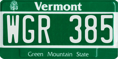 VT license plate WGR385