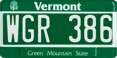 VT license plate WGR386