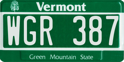 VT license plate WGR387