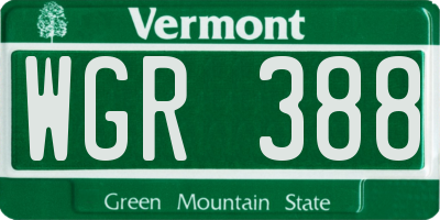 VT license plate WGR388