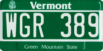VT license plate WGR389