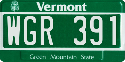 VT license plate WGR391