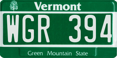 VT license plate WGR394