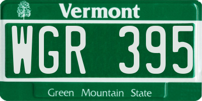 VT license plate WGR395
