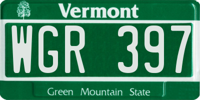 VT license plate WGR397