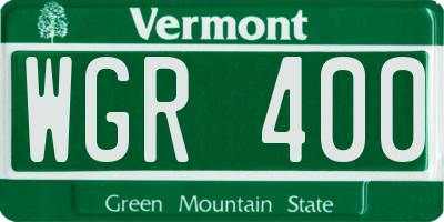 VT license plate WGR400