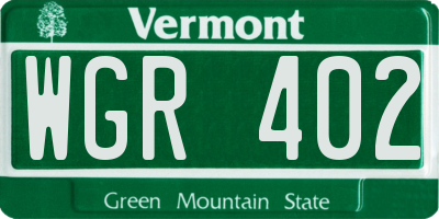VT license plate WGR402