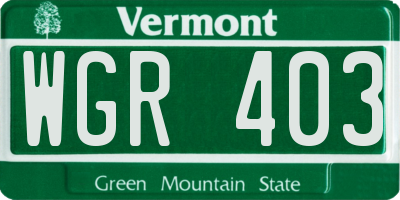 VT license plate WGR403