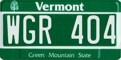 VT license plate WGR404