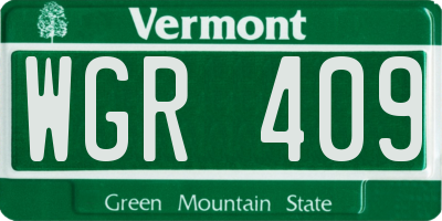 VT license plate WGR409