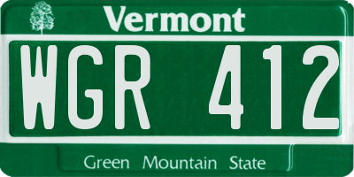 VT license plate WGR412