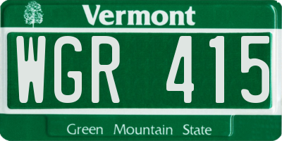 VT license plate WGR415